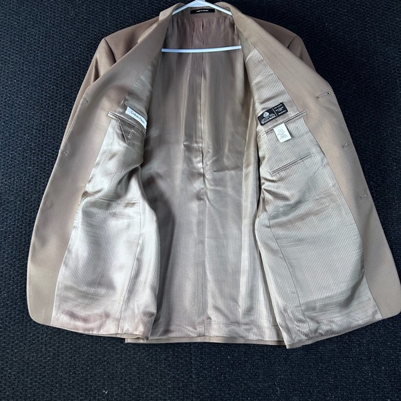 Calvin Klein Men Tan Wool Blend Blazer Suit Jacket Sport Coat Men's Size 44R - Picture 2 of 11